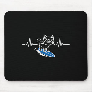 Cat Surfing Funny Surfer Surfboard Surf Mouse Pad