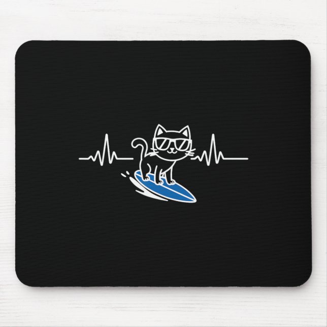 Cat Surfing Funny Surfer Surfboard Surf  Mouse Pad (Front)