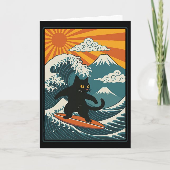 Cat Surfing Japanese _2  Card (Front)