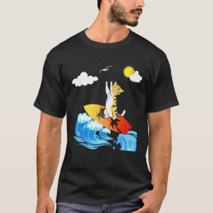 Cat Surfing On An Ocean Wave At The Beach T-Shirt