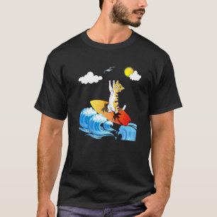 Cat Surfing On An Ocean Wave At The Beach T-Shirt