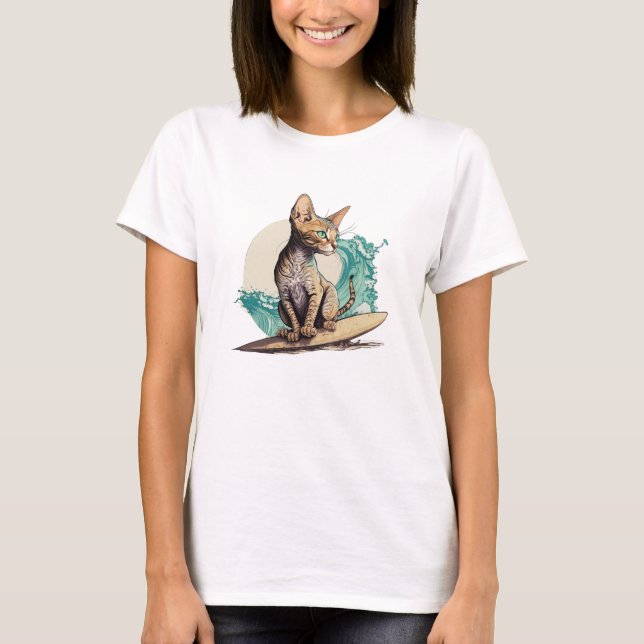 Cat Surfing T-Shirt (Front)