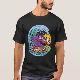 Cat Surfing Waves  Ocean Island and Sun T-Shirt