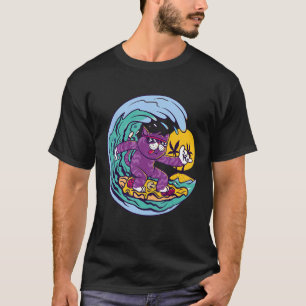 Cat Surfing Waves  Ocean Island and Sun T-Shirt