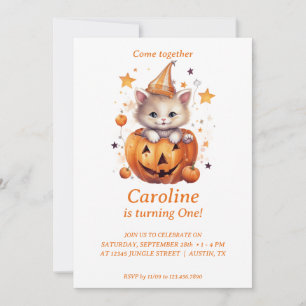 Cat Surprise in Pumpkin: Birthday Party Invitation