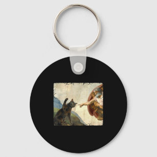 Cat swatting god's hand funny cat meme key ring