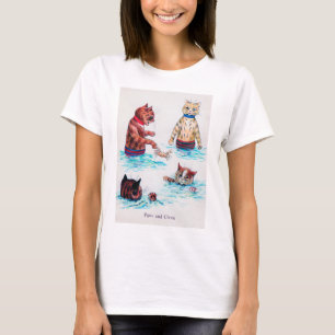 Cat Swimming at The Beach., Louis Wain T-Shirt
