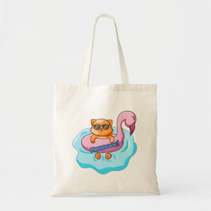 cat swimming pool summer vibes    cat lover design tote bag