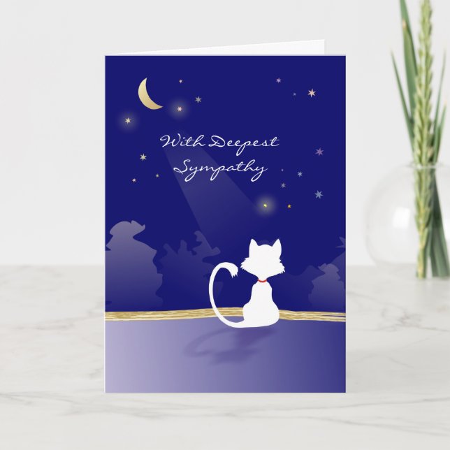 Cat Sympathy Card - Moon and Stars (Front)