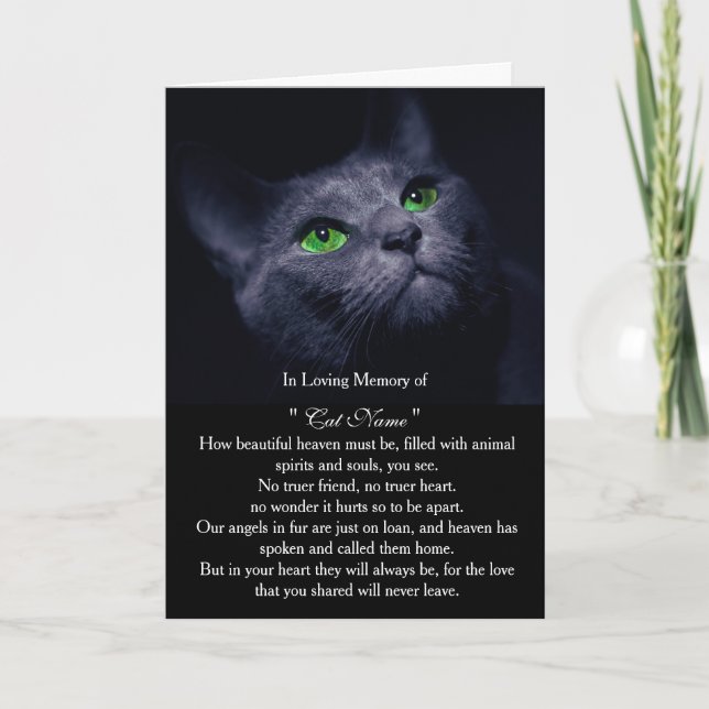 Cat Sympathy Card Personalised photo Pet Memorial (Front)