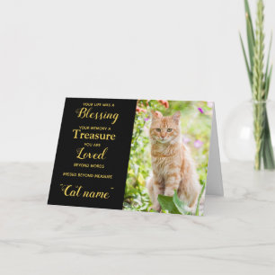 Cat Sympathy Card Personalised photo Pet Memorial