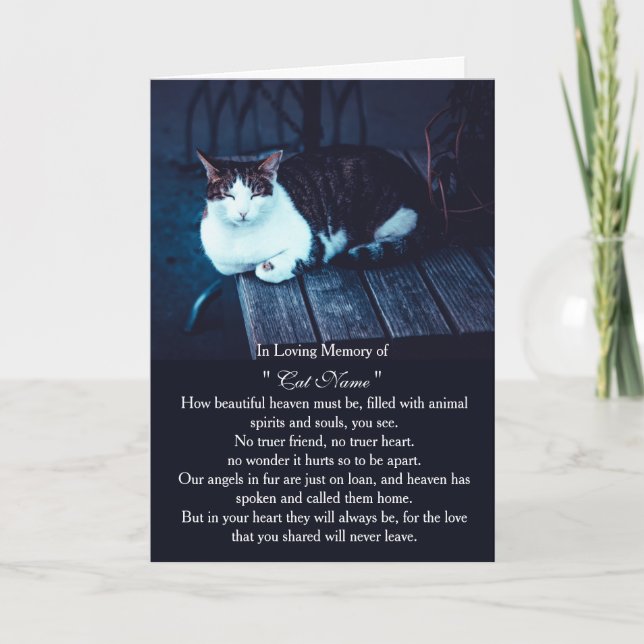 Cat Sympathy Card Personalised photo Pet Memorial (Front)