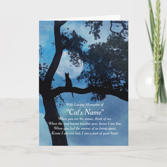 Cat Sympathy Custom Name Sympathy Card (Front)