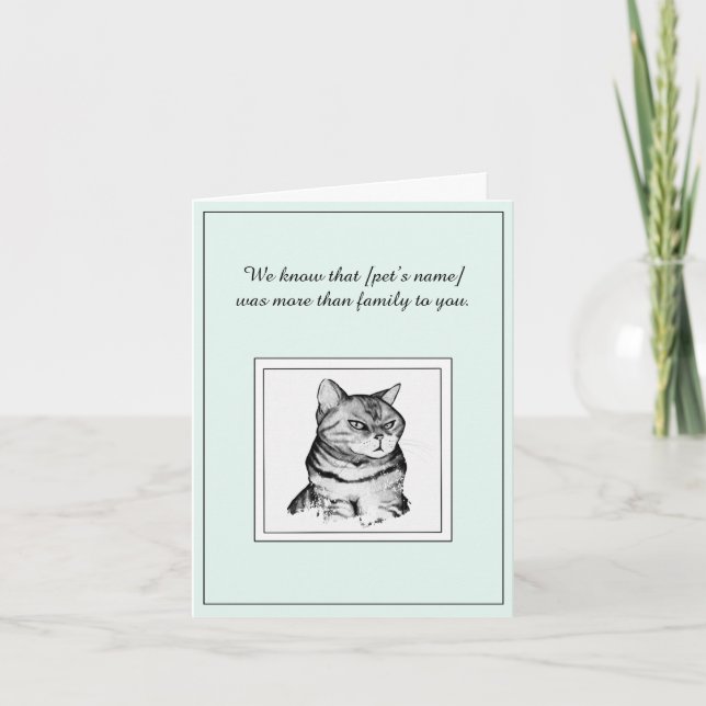 Cat Sympathy Folded Greeting Card (Front)
