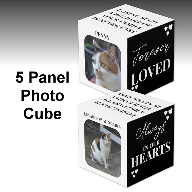 Cat Sympathy Keepsake Pet Memorial black photo Cube (Creator Uploaded)