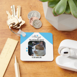 Cat Sympathy Keepsake Pet Memorial blue Key Ring