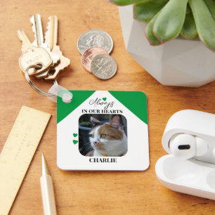 Cat Sympathy Keepsake Pet Memorial green Key Ring