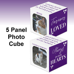 Cat Sympathy Keepsake Pet Memorial purple photo Cube
