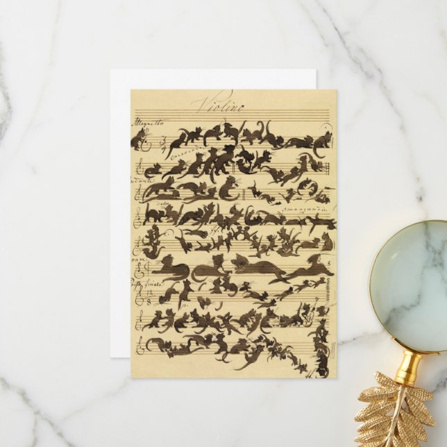 Cat Symphony by Moritz von Schwind Thank You Card (Front/Back In Situ)