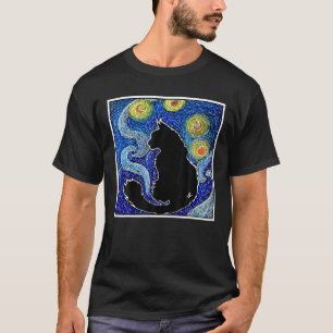 Cat T, Starry Night Cat, Womens Cat , Van Gogh Cat T-Shirt
