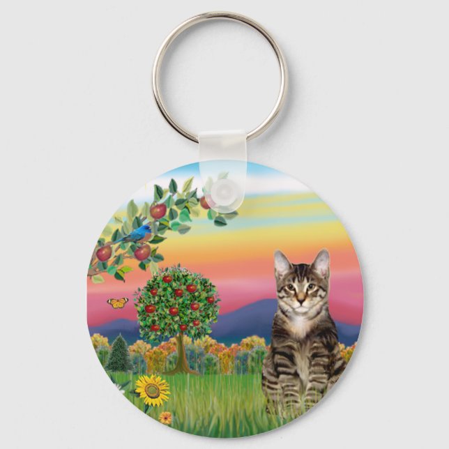 Cat (Tabby1) - Bright Country Key Ring (Front)