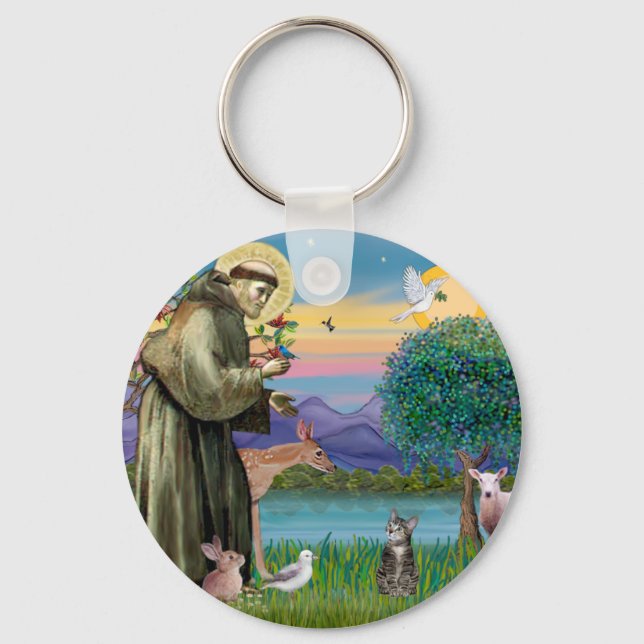 Cat (Tabby 2) - Saint Francis Key Ring (Front)