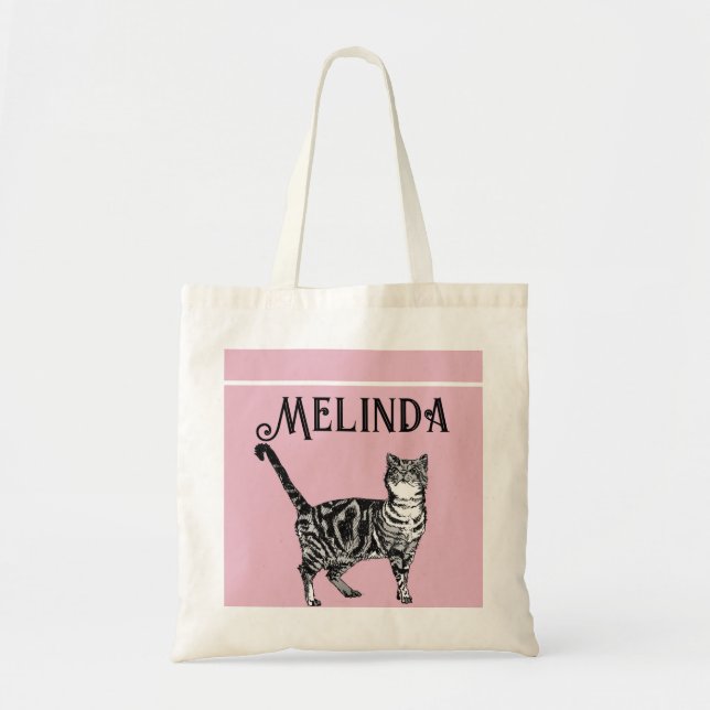 Cat Tabby Pastel Cats Kids Girls Light Pink Tote Bag (Front)