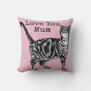Cat Tabby Pastel Cats Rose Pink Love Mum Mother Cushion