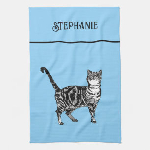 Cat Tabby Pastel Cats Womens Light Pink Tea Towel