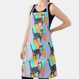 Cat Tabby Pattern Pastel Cats Womans Apron