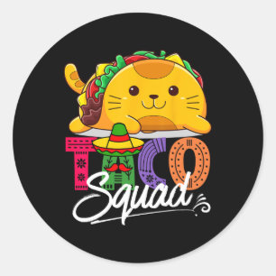 Cat Taco Squad Cinco De Mayo Cute Funny Mexican Fo Classic Round Sticker