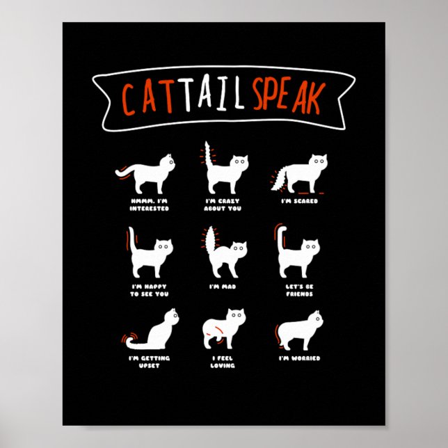 Cat Tail Speak Cat Kitten Meow Animal Poster (Front)