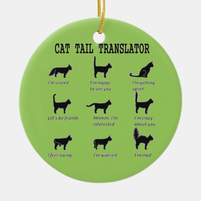CAT TAIL TRANSLATOR CERAMIC TREE DECORATION (Front)