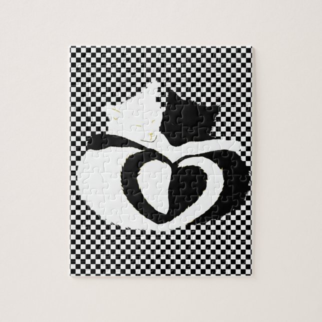 CAT tails - love black white Jigsaw Puzzle (Vertical)