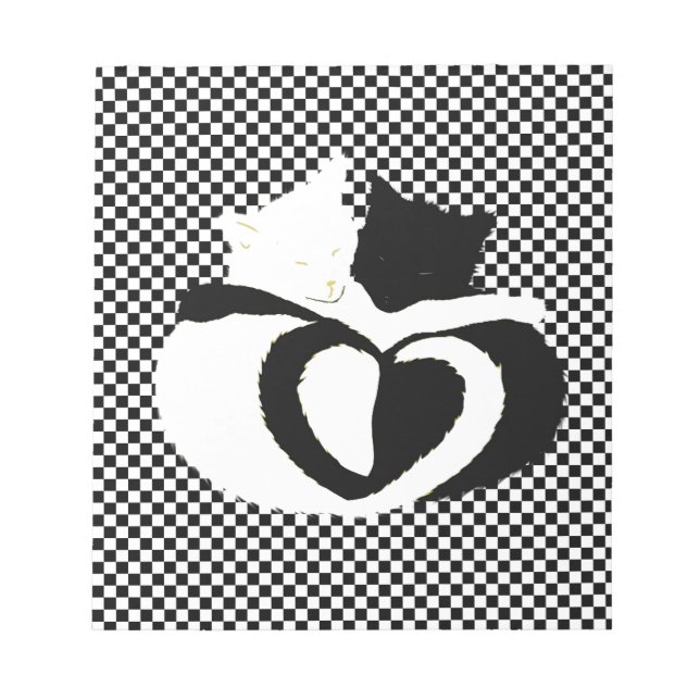 CAT tails - love black white Notepad (Front)