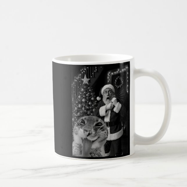 Cat Taking A Selfie Santa Christmas Xmas Pajamas H Coffee Mug (Right)