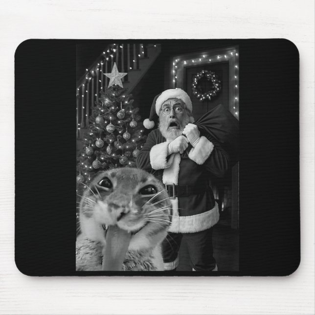 Cat Taking A Selfie Santa Christmas Xmas Pajamas H Mouse Pad (Front)