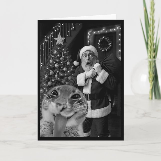 Cat Taking A Selfie Santa Christmas Xmas Pyjamas H Card (Front)