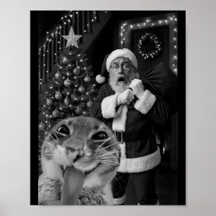 Cat Taking A Selfie Santa Christmas Xmas Pyjamas H Poster