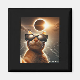 Cat Taking A Selfie With Solar 2024 Eclipse Wearin Magnet