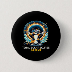 Cat Taking Selfie Solar Eclipse Solar Eclipse 2024 6 Cm Round Badge