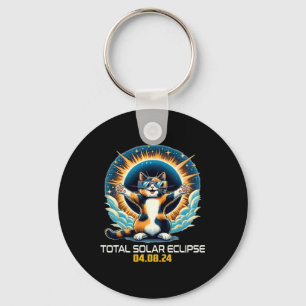 Cat Taking Selfie Solar Eclipse Solar Eclipse 2024 Key Ring