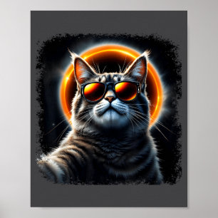 Cat Taking Selfie With Solar 2025 Eclipse Funny Ca Poster