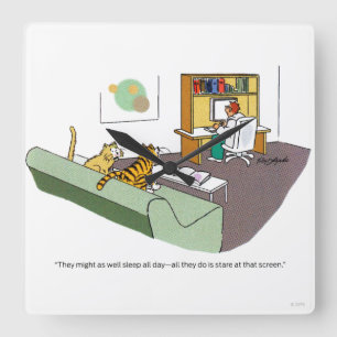 Cat Talk Square Wall Clock