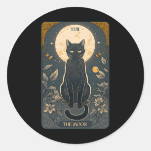 Cat Tarot Card, Moon Tarot Card Cat Mum Of Cats, C Classic Round Sticker