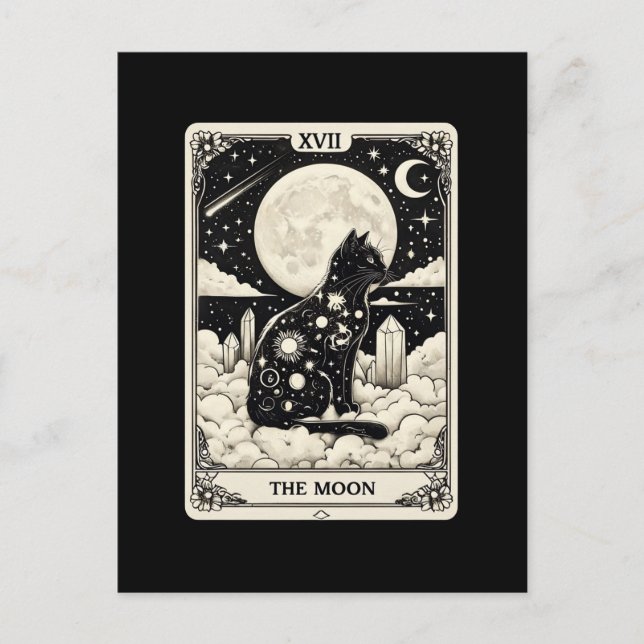 Cat Tarot Card The Moon Graphic (Front)