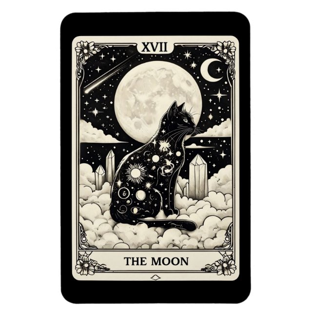 Cat Tarot Card The Moon Graphic Magnet (Vertical)