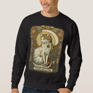 Cat Tarot Card The Moon Tarot Card Nouveau Sweatshirt