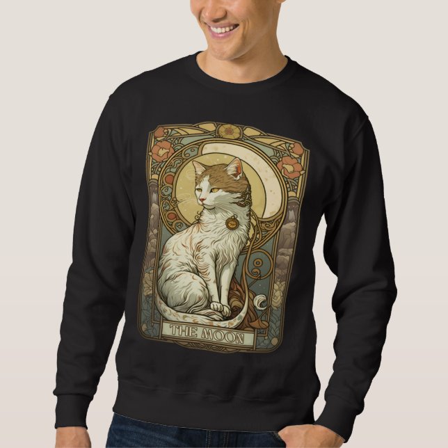 Cat Tarot Card The Moon Tarot Card Nouveau Sweatshirt (Front)