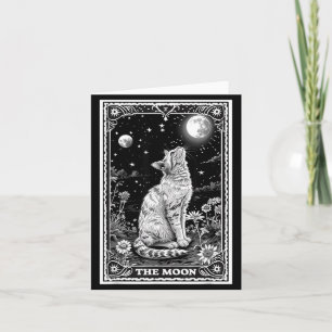 Cat Tarot Card Witchy Moon Hat Halloween Black